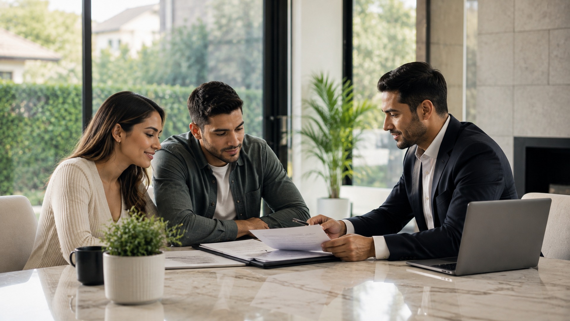 Mortgage professionals reviewing home financing documents